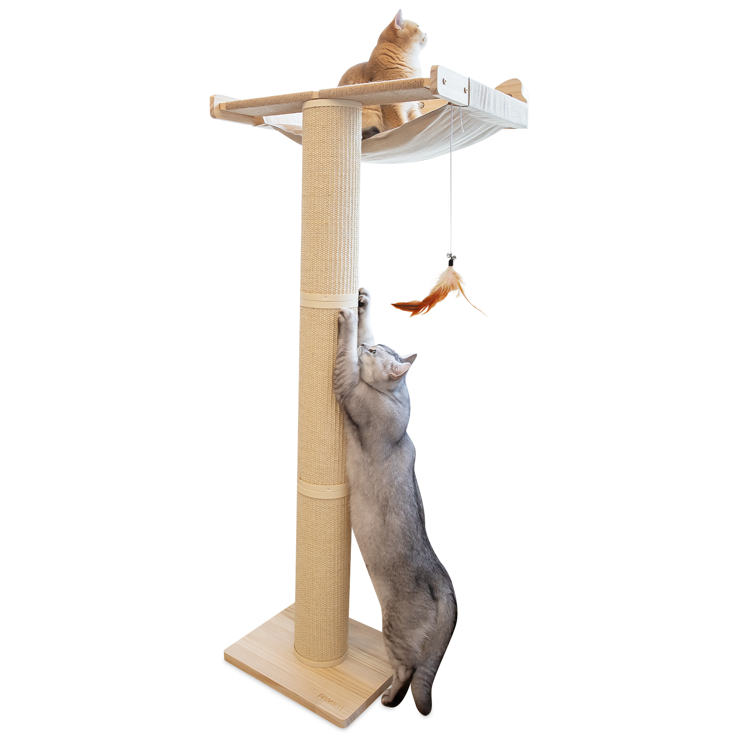 Perch Posts Upgraded Cat Window Perch with Scratching Post, 54.3